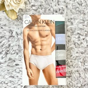 NWT 4PK CALVIN KLEIN 100% COTTON CLASSIC FIT BRIEF Black multicolored band SZ XL